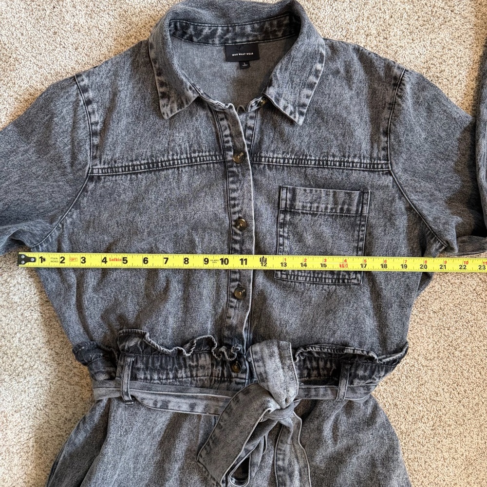 Who What Wear Charcoal Denim Shirt Dress - Picture 11 of 12